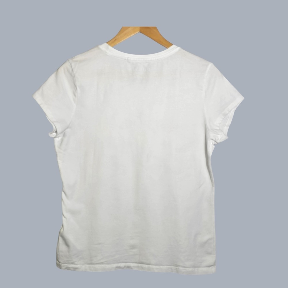 Guess Los Angeles Women's XL White Beaded Snowflake Short Sleeve T-Shirt Tee - Picture 3 of 10
